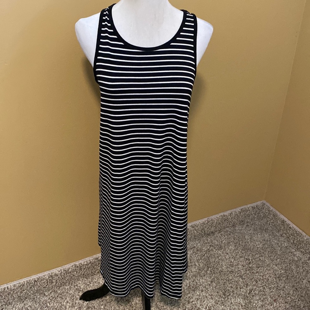 A New Day Black and White Striped Tank Dress